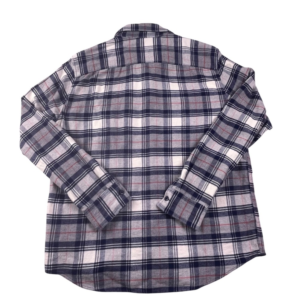 American Eagle Mens Super Soft Flannel Shirt Plaid Navy Grey Red Size Medium Y2K - Picture 5 of 9